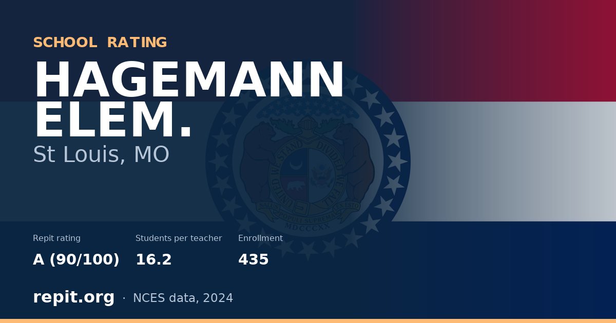 HAGEMANN ELEM., St Louis, MO — Repit school rating A (90/100)