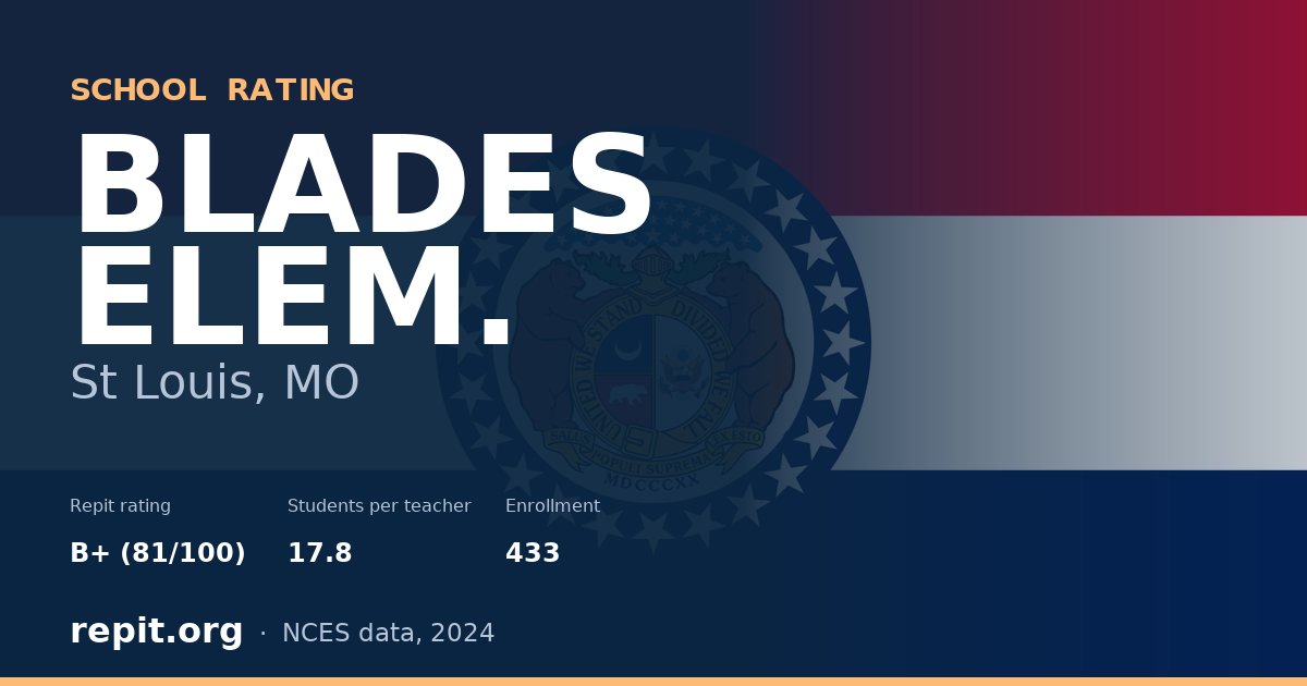 BLADES ELEM., St Louis, MO — Repit school rating B+ (81/100)