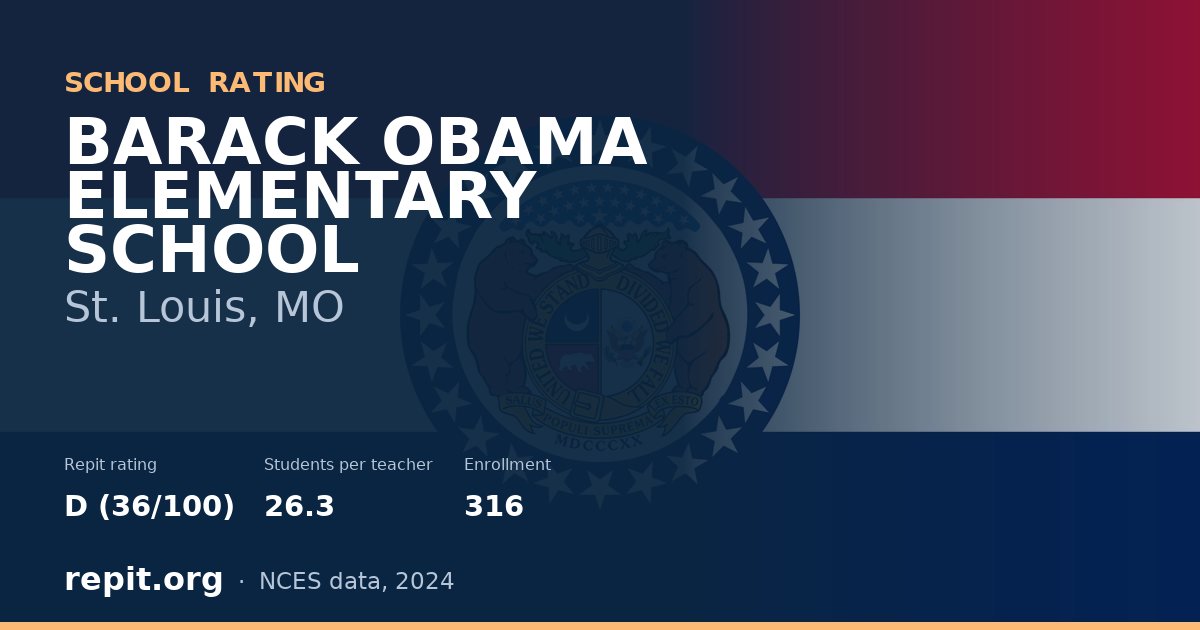 BARACK OBAMA ELEMENTARY SCHOOL, St. Louis, MO — Repit school rating D (36/100)