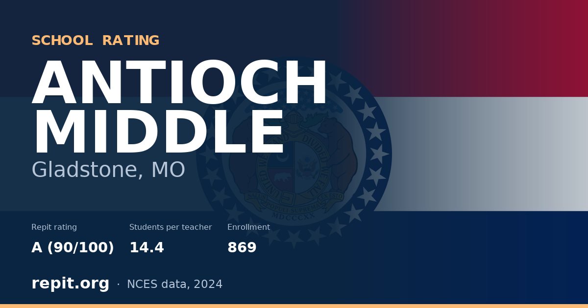ANTIOCH MIDDLE, Gladstone, MO — Repit school rating A (90/100)