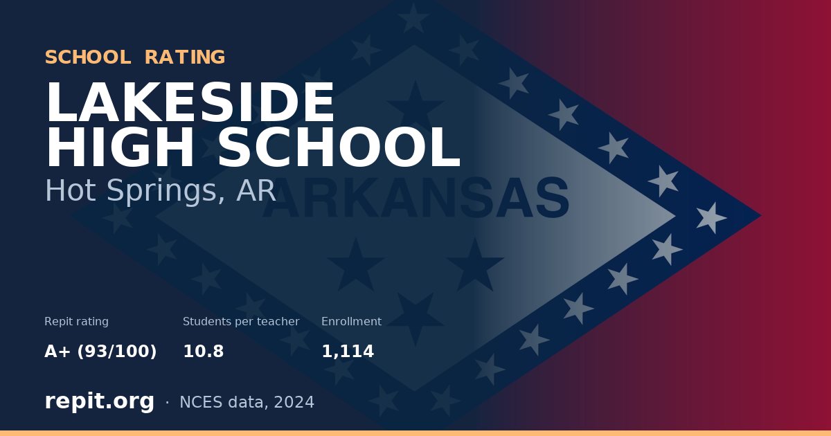 LAKESIDE HIGH SCHOOL, Hot Springs, AR — Repit school rating A+ (93/100)