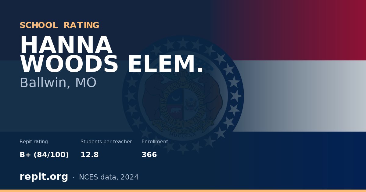 HANNA WOODS ELEM., Ballwin, MO — Repit school rating B+ (84/100)