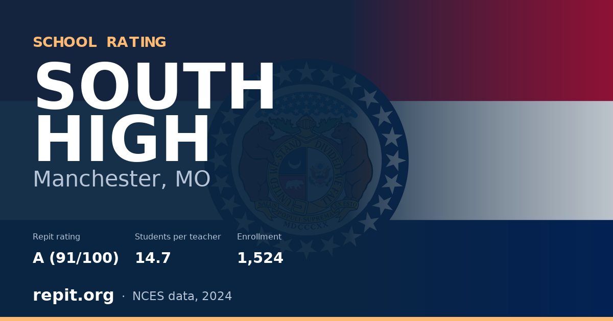SOUTH HIGH, Manchester, MO — Repit school rating A (91/100)
