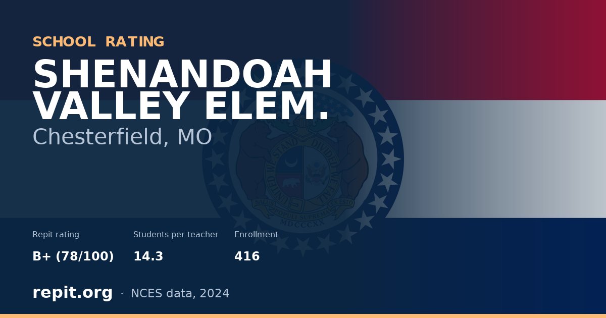 SHENANDOAH VALLEY ELEM., Chesterfield, MO — Repit school rating B+ (78/100)