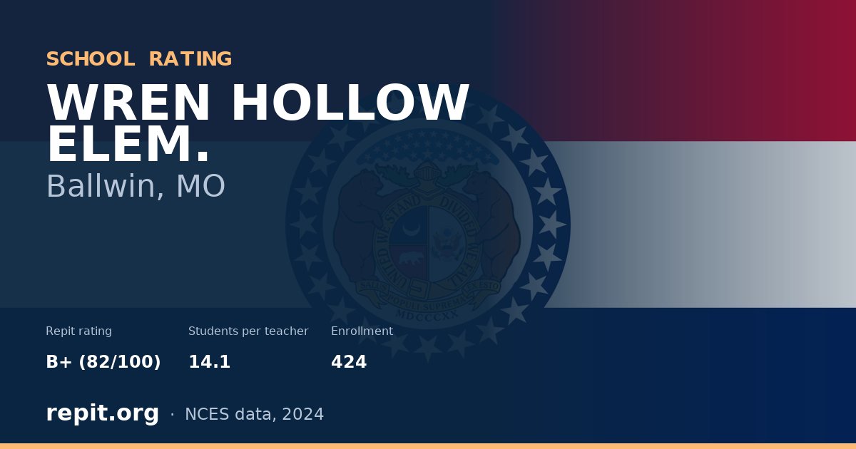 WREN HOLLOW ELEM., Ballwin, MO — Repit school rating B+ (82/100)