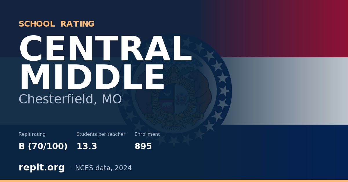 CENTRAL MIDDLE, Chesterfield, MO — Repit school rating B (70/100)