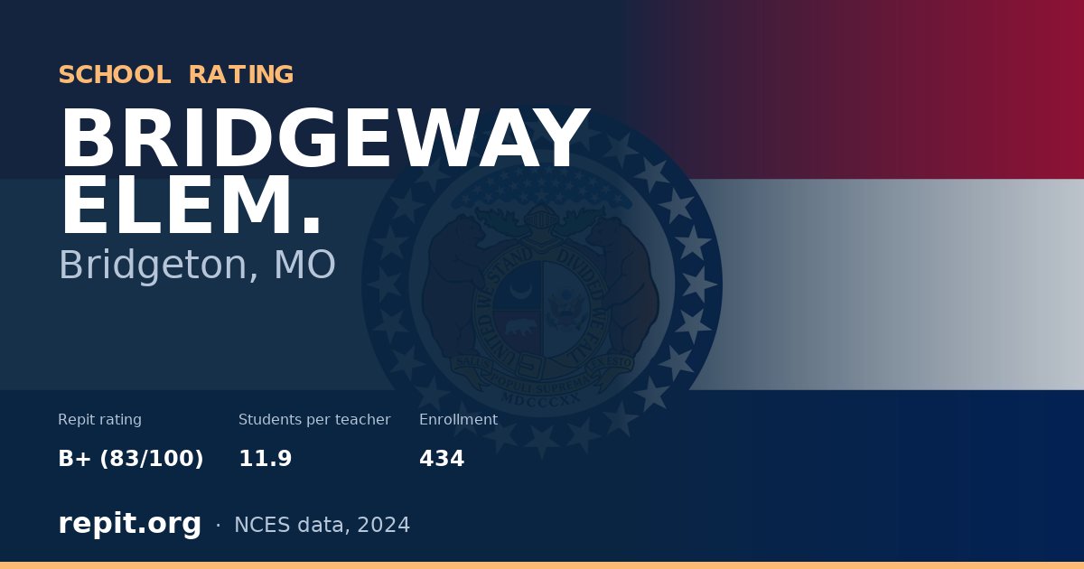 BRIDGEWAY ELEM., Bridgeton, MO — Repit school rating B+ (83/100)
