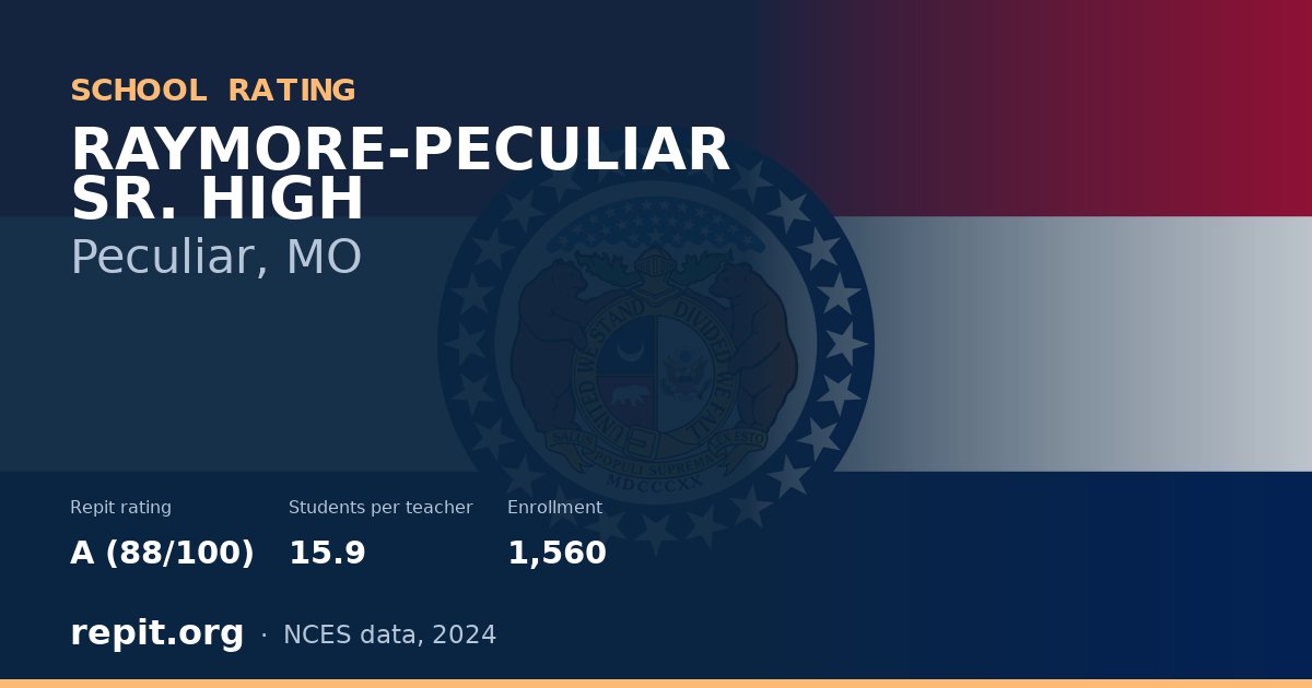 RAYMORE-PECULIAR SR. HIGH, Peculiar, MO — Repit school rating A (88/100)