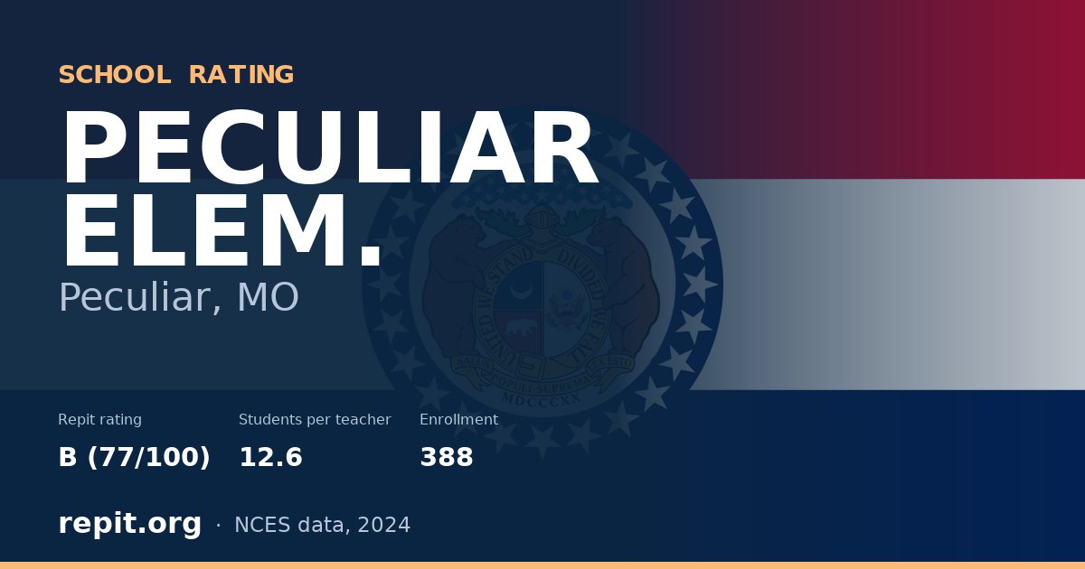PECULIAR ELEM., Peculiar, MO — Repit school rating B (77/100)