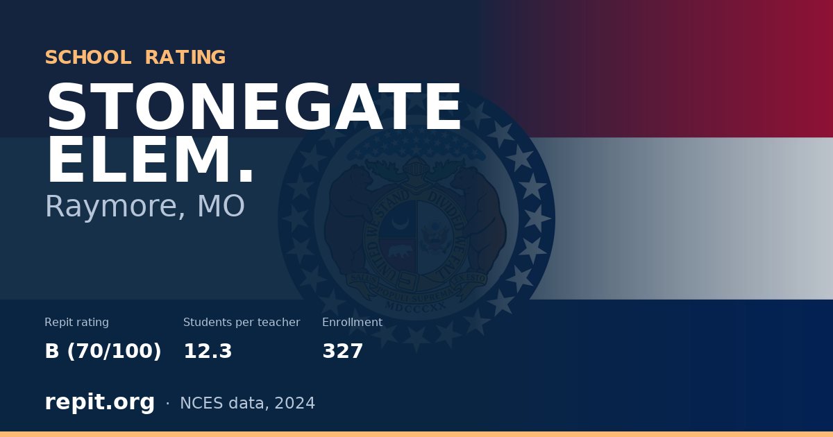 STONEGATE ELEM., Raymore, MO — Repit school rating B (70/100)