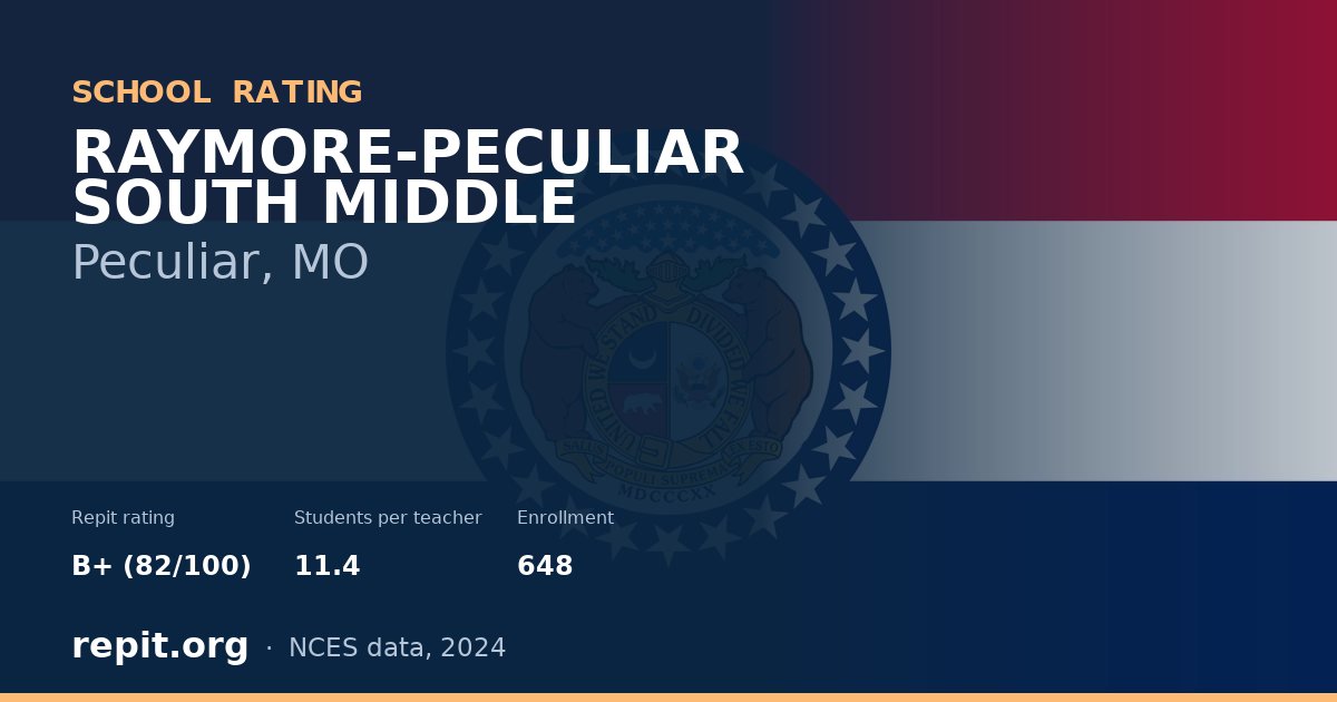 RAYMORE-PECULIAR SOUTH MIDDLE, Peculiar, MO — Repit school rating B+ (82/100)