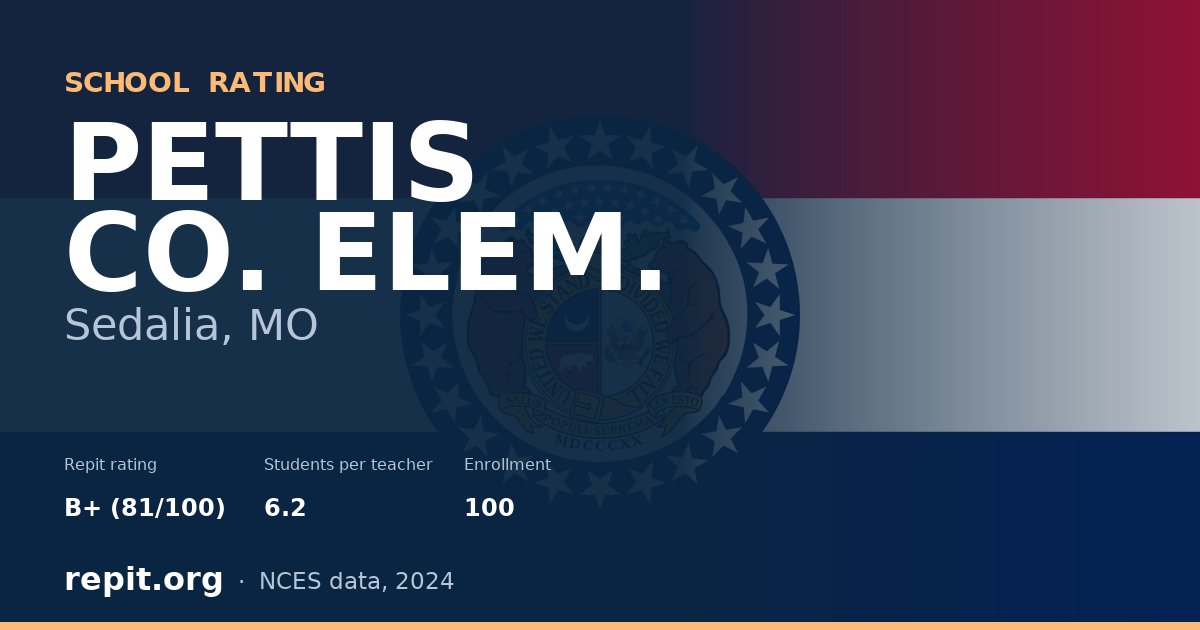 PETTIS CO. ELEM., Sedalia, MO — Repit school rating B+ (81/100)