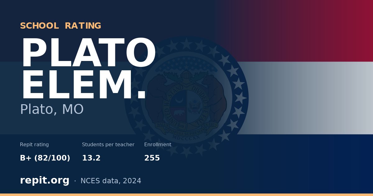 PLATO ELEM., Plato, MO — Repit school rating B+ (82/100)