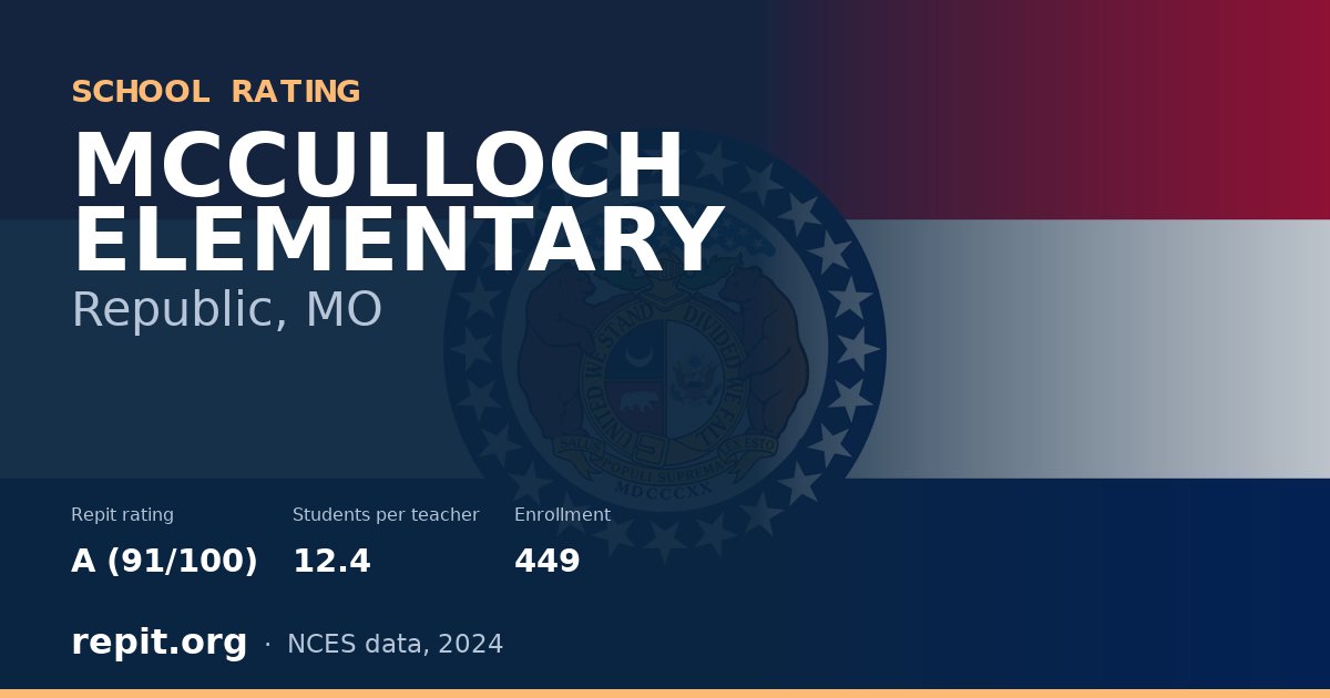 MCCULLOCH ELEMENTARY, Republic, MO — Repit school rating A (91/100)