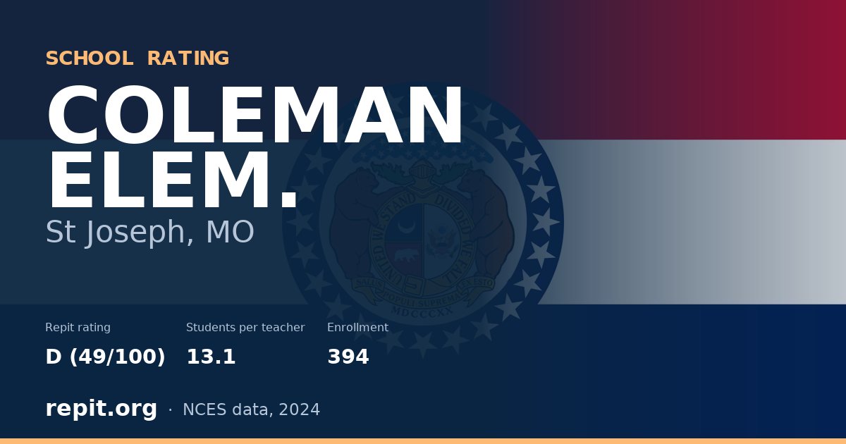 COLEMAN ELEM., St Joseph, MO — Repit school rating D (49/100)