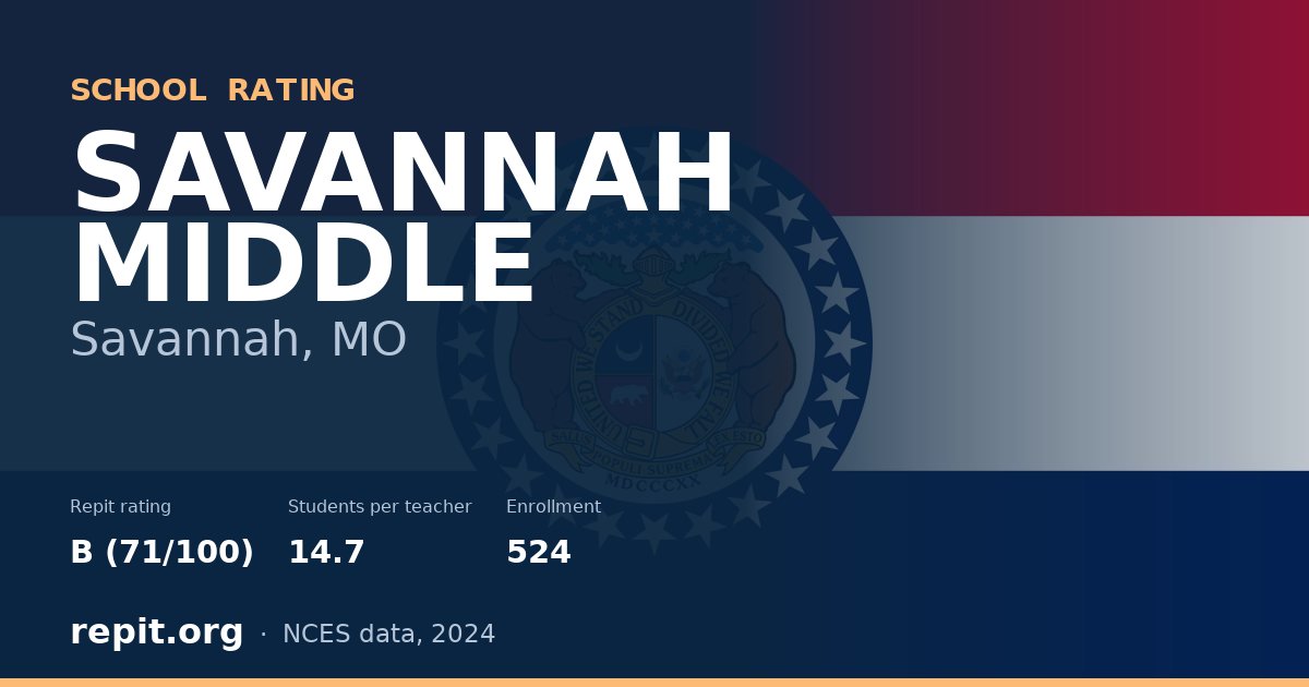 SAVANNAH MIDDLE, Savannah, MO — Repit school rating B (71/100)