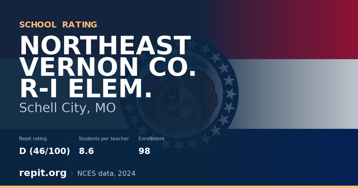 NORTHEAST VERNON CO. R-I ELEM., Schell City, MO — Repit school rating D (46/100)