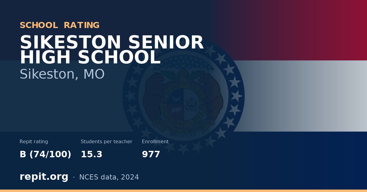 SIKESTON SENIOR HIGH SCHOOL, Sikeston, MO — Repit school rating B (74/100)