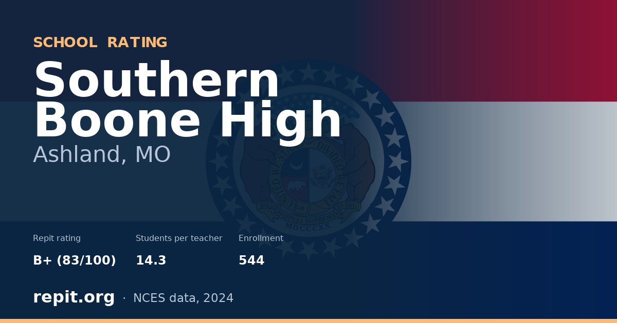 Southern Boone High, Ashland, MO — Repit school rating B+ (83/100)