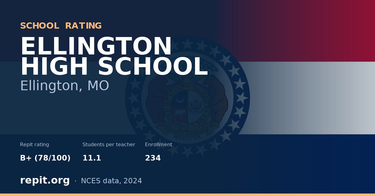 ELLINGTON HIGH SCHOOL, Ellington, MO — Repit school rating B+ (78/100)