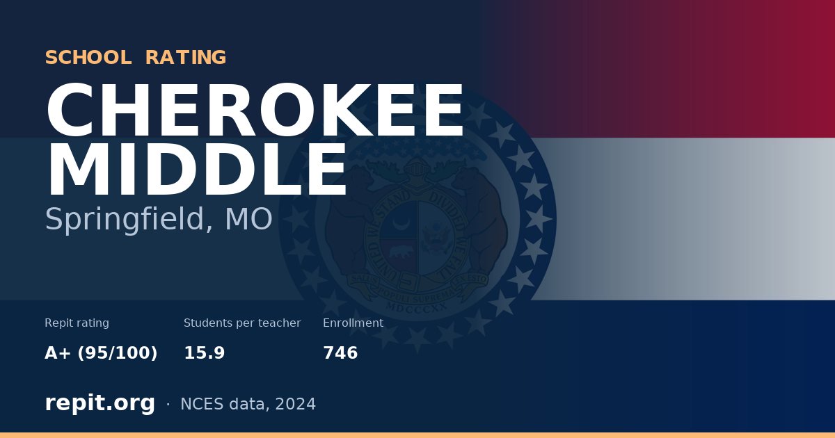 CHEROKEE MIDDLE, Springfield, MO — Repit school rating A+ (95/100)