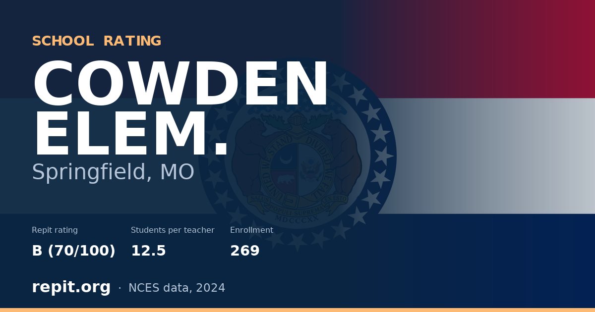 COWDEN ELEM., Springfield, MO — Repit school rating B (70/100)