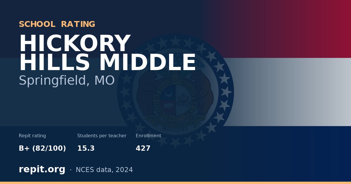 HICKORY HILLS MIDDLE, Springfield, MO — Repit school rating B+ (82/100)