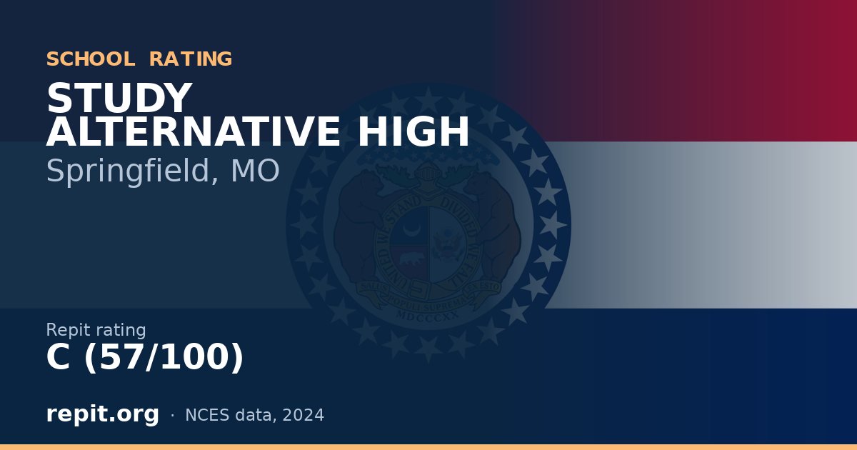 STUDY ALTERNATIVE HIGH, Springfield, MO — Repit school rating C (57/100)