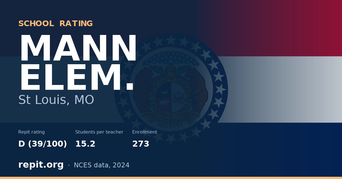 MANN ELEM., St Louis, MO — Repit school rating D (39/100)
