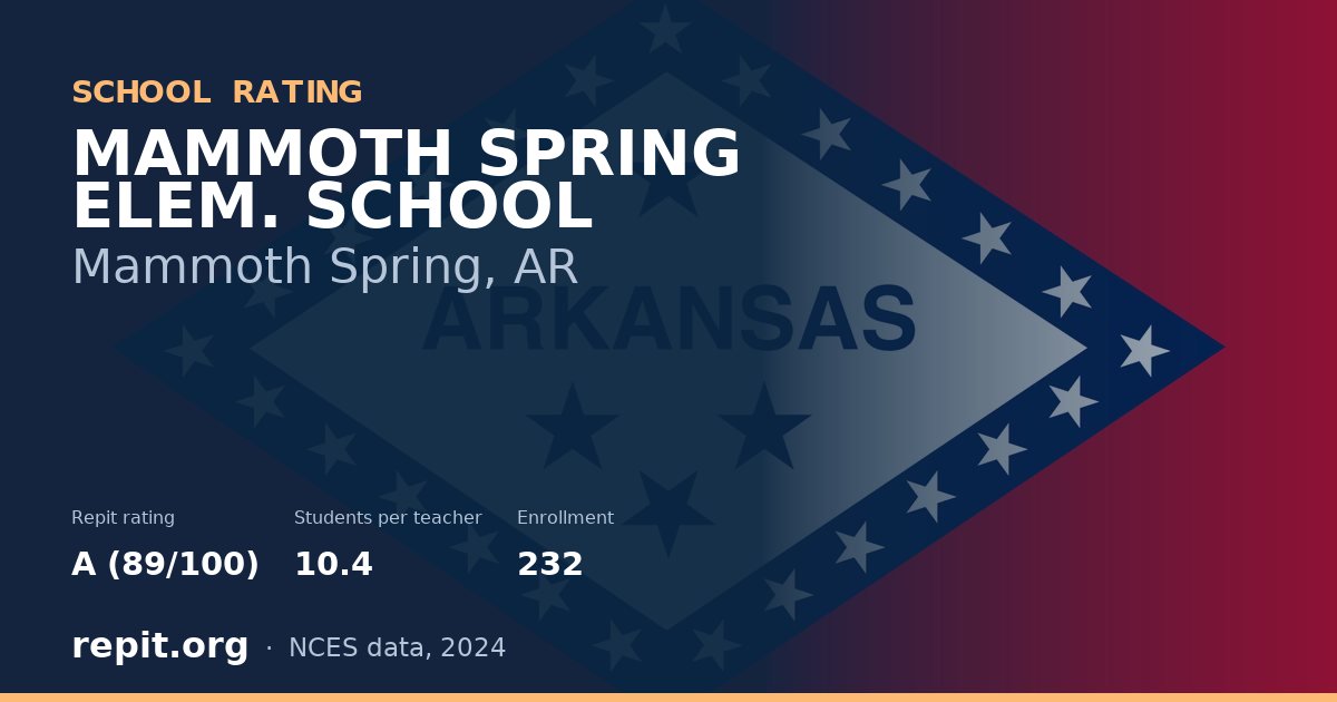 MAMMOTH SPRING ELEM. SCHOOL, Mammoth Spring, AR — Repit school rating A (89/100)