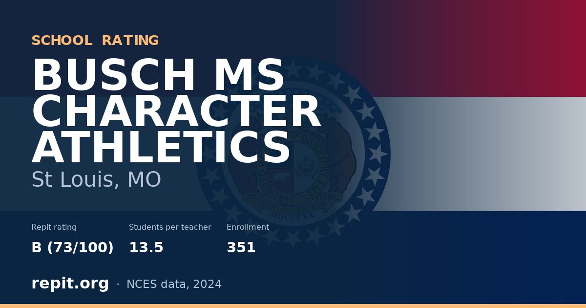 BUSCH MS CHARACTER  ATHLETICS, St Louis, MO — Repit school rating B (73/100)
