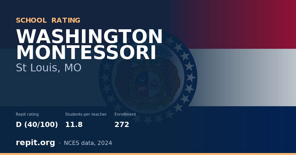 WASHINGTON MONTESSORI, St Louis, MO — Repit school rating D (40/100)