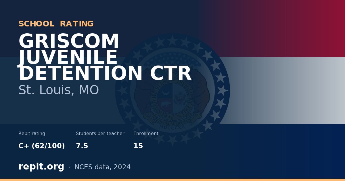 GRISCOM JUVENILE DETENTION CTR, St. Louis, MO — Repit school rating C+ (62/100)