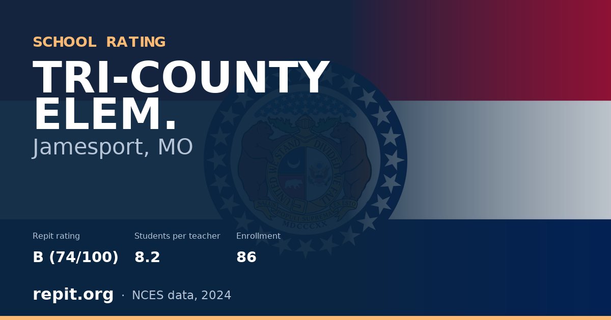 TRI-COUNTY ELEM., Jamesport, MO — Repit school rating B (74/100)