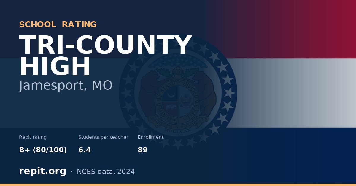 TRI-COUNTY HIGH, Jamesport, MO — Repit school rating B+ (80/100)