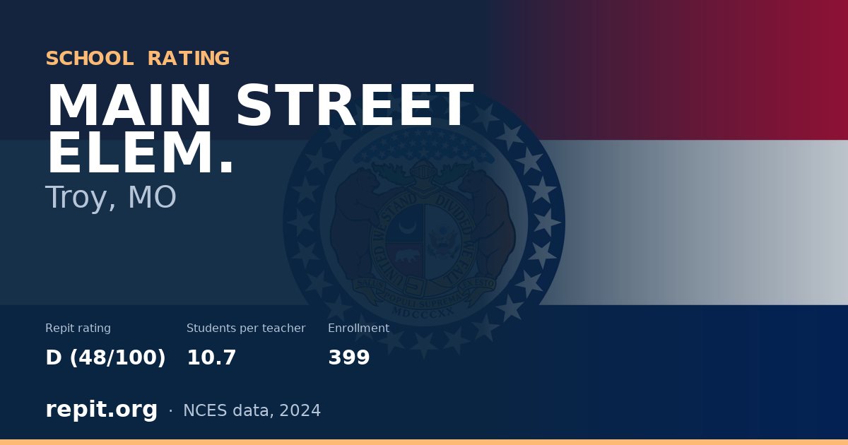 MAIN STREET ELEM., Troy, MO — Repit school rating D (48/100)