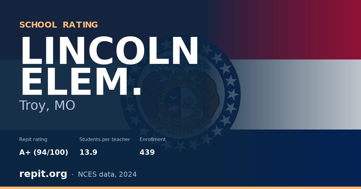 LINCOLN ELEM., Troy, MO — Repit school rating A+ (94/100)