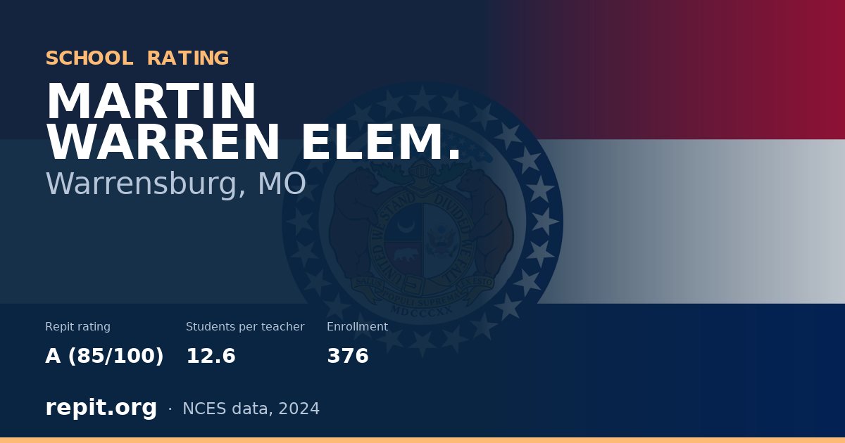 MARTIN WARREN ELEM., Warrensburg, MO — Repit school rating A (85/100)
