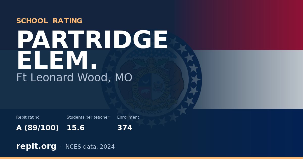 PARTRIDGE ELEM., Ft Leonard Wood, MO — Repit school rating A (89/100)