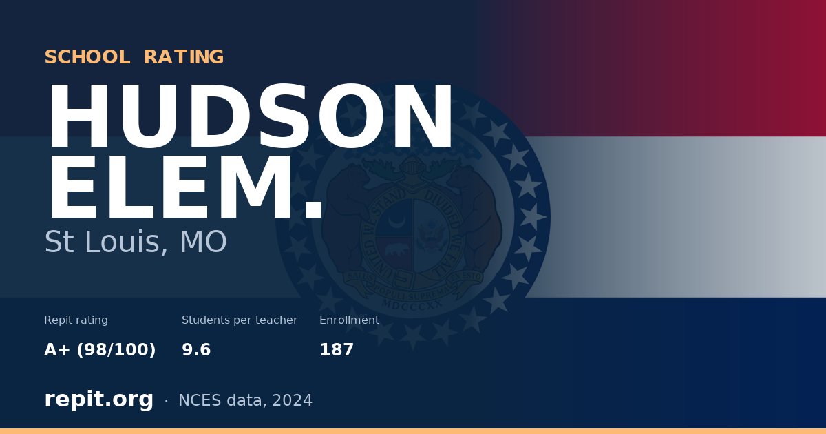 HUDSON ELEM., St Louis, MO — Repit school rating A+ (98/100)