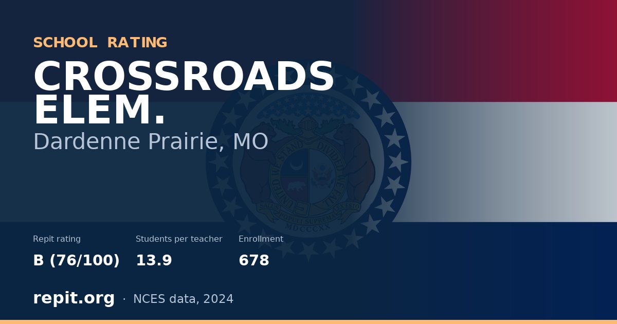CROSSROADS ELEM., Dardenne Prairie, MO — Repit school rating B (76/100)