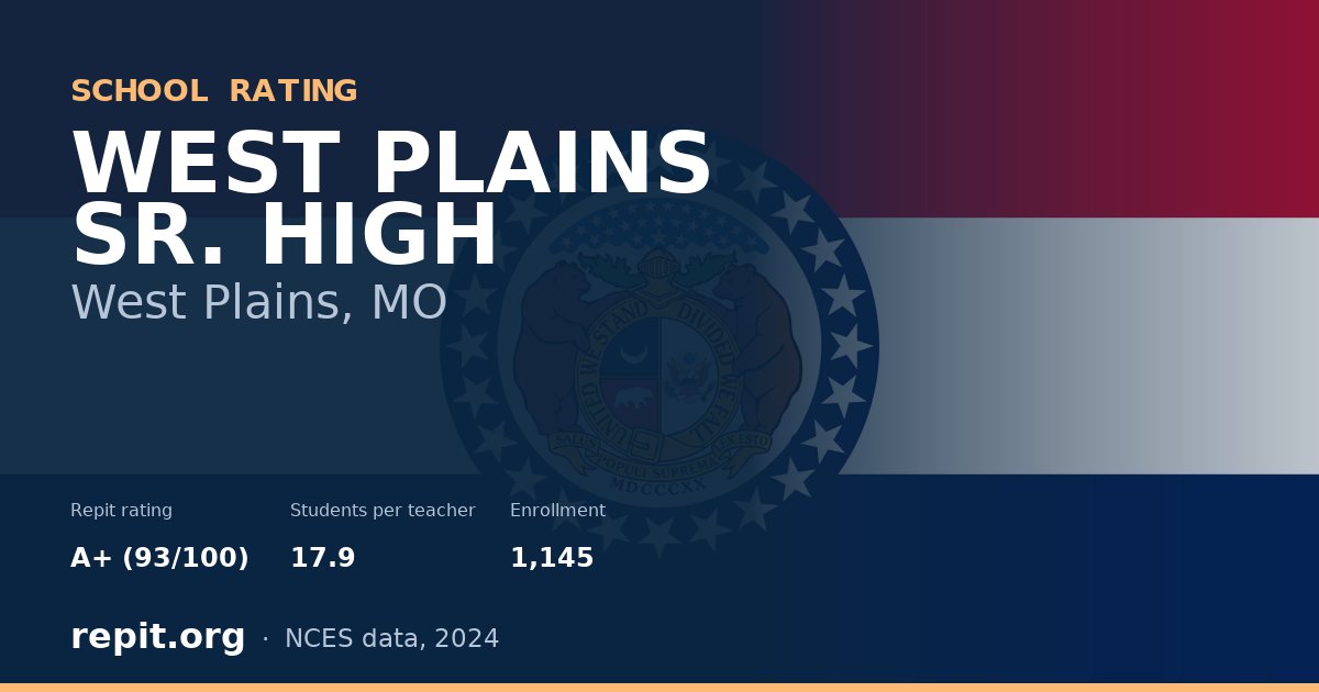 WEST PLAINS SR. HIGH, West Plains, MO — Repit school rating A+ (93/100)