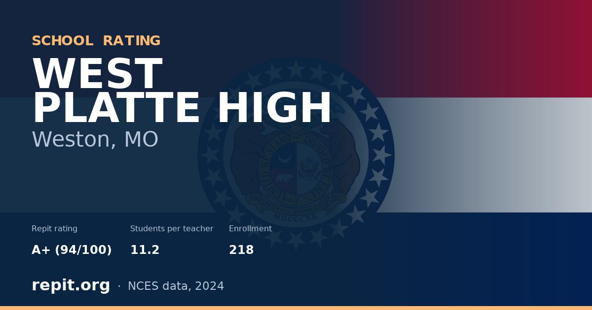 WEST PLATTE HIGH, Weston, MO — Repit school rating A+ (94/100)