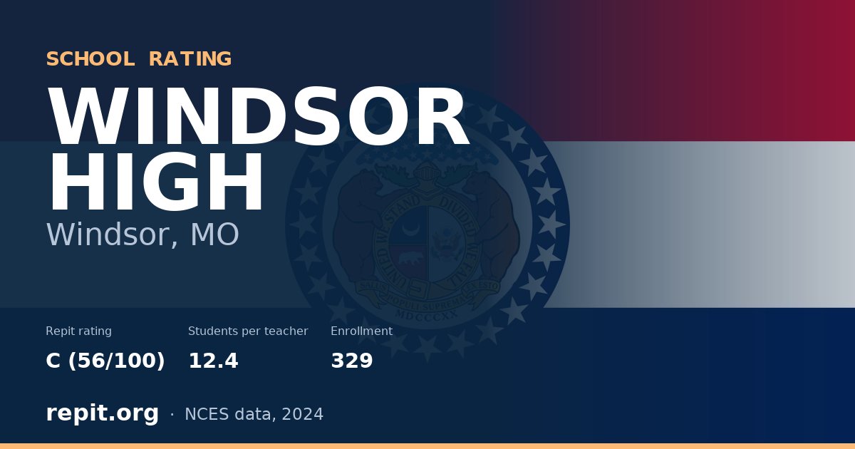 WINDSOR HIGH, Windsor, MO — Repit school rating C (56/100)