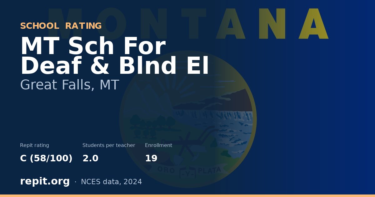 MT Sch For Deaf & Blnd El, Great Falls, MT — Repit school rating C (58/100)