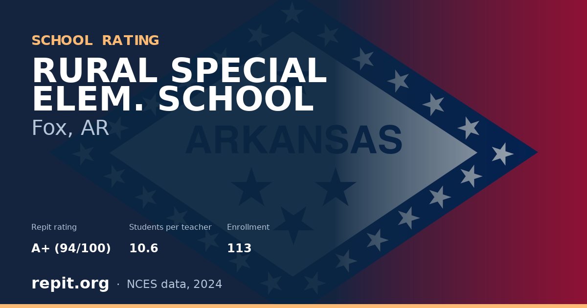 RURAL SPECIAL ELEM. SCHOOL, Fox, AR — Repit school rating A+ (94/100)