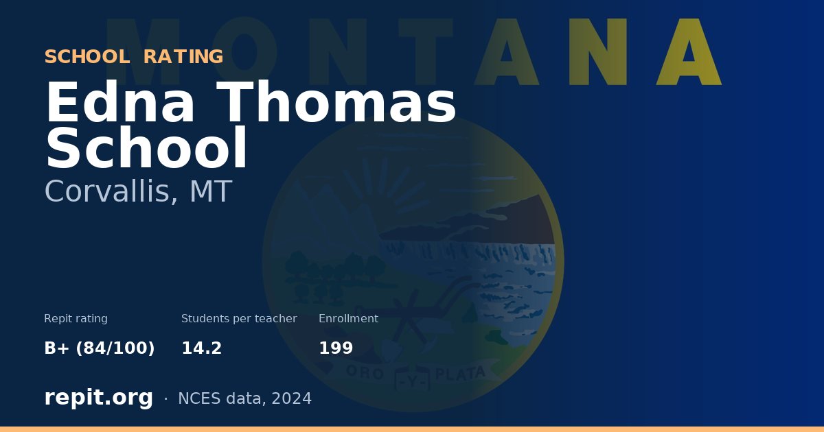 Edna Thomas School, Corvallis, MT — Repit school rating B+ (84/100)