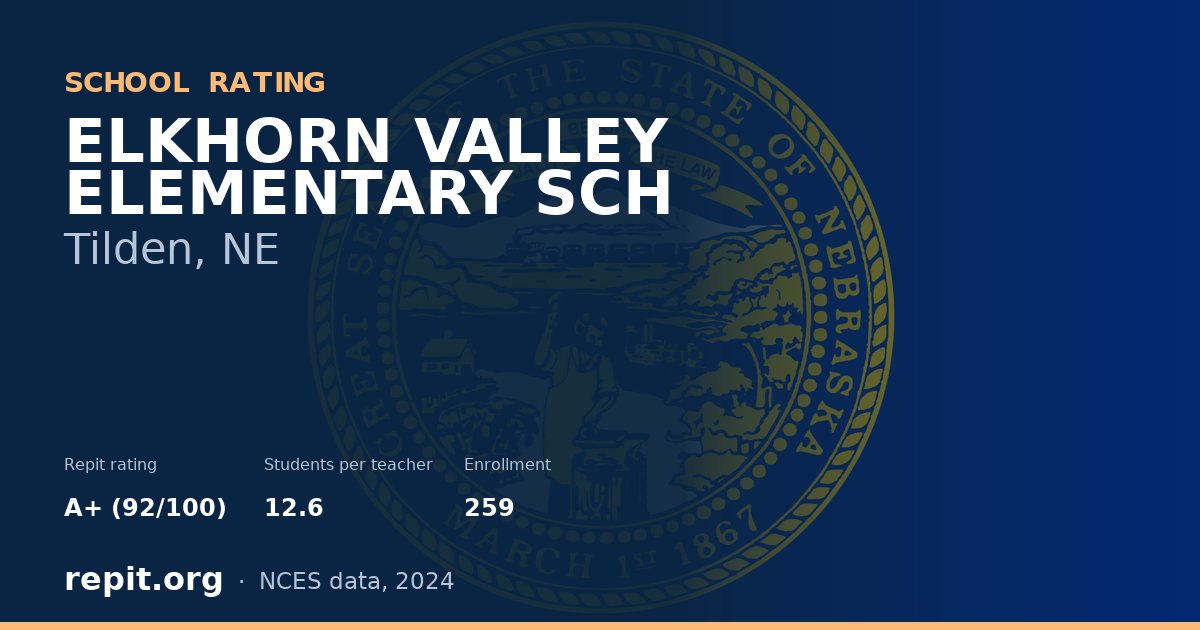 ELKHORN VALLEY ELEMENTARY SCH, Tilden, NE — Repit school rating A+ (92/100)