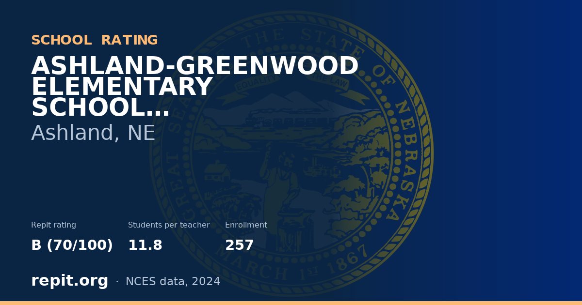 ASHLAND-GREENWOOD ELEMENTARY SCHOOL, Ashland, NE — Repit school rating B (70/100)