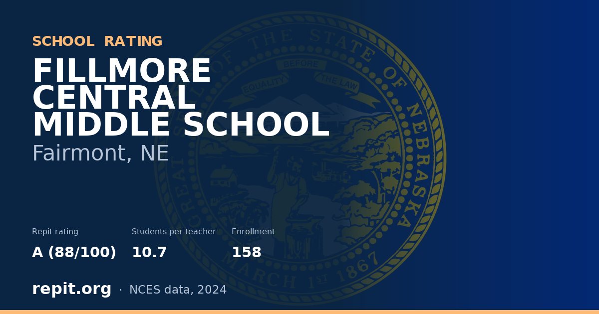 FILLMORE CENTRAL MIDDLE SCHOOL, Fairmont, NE — Repit school rating A (88/100)
